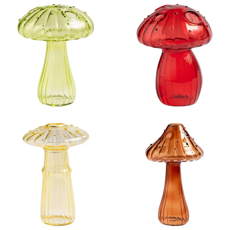 67NEW Hydroponic Plant Vases, Nordic Style Mushroom Glass Bud Vases Mushroom Flower Vases for Home Office Living Room Deco