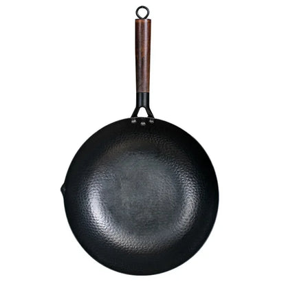 Pure Iron wok cast iron pan Non-coated Pot General use for Gas and Induction Cooker 32cm Chinese Wok Cookware Pan