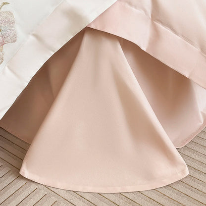 Butterfly Embroidery Bedding Set Luxury 4pcs Egyptian Cotton Duvet Cover Set Flat/Fitted Bed Sheet Pillowcases Home Textiles