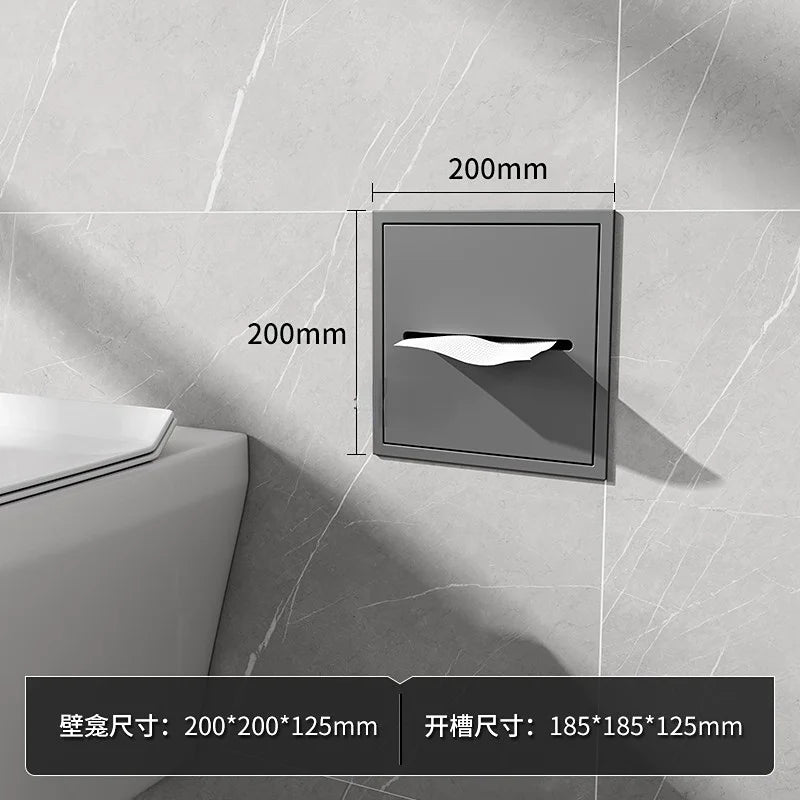 Stainless Steel Recessed Bathroom Storage Cabinet - Wall Niche Tissue Box Toilet Paper Holder Organizer
