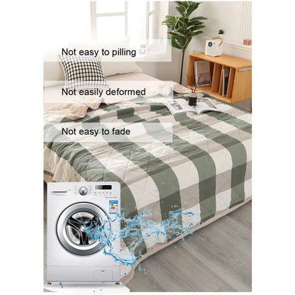 Quilt Washed Cotton Air Condition Thin Comforter Blanket Bedspread for Single Double Queen King Bed Coverlet Plaid Summer