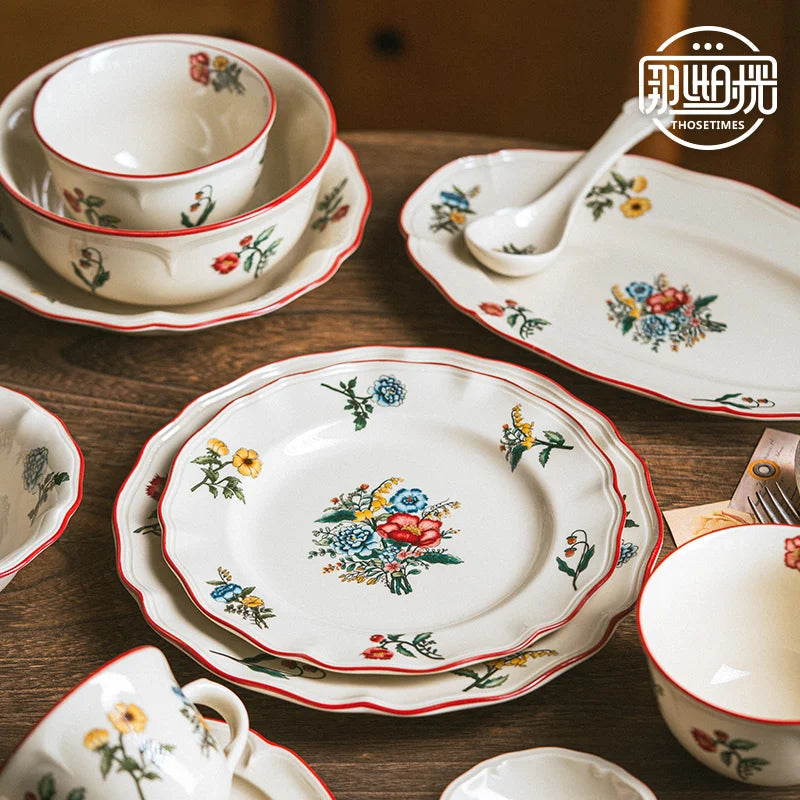 Vintage ceramic tableware, household rice bowls, plates, Western cuisine plates
