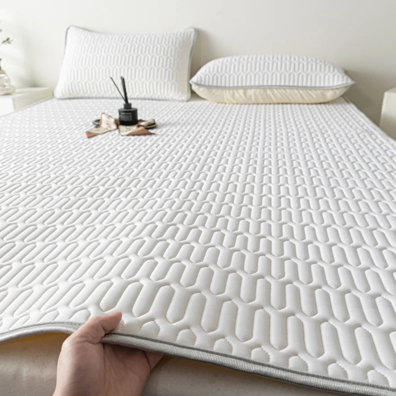 Soft Thicken Latex Filling Summer Bed Mat and Pillowcase 2/3pcs Bedding Set Smooth Cool Feeling Bed Sheet Cooling Mattress Cover