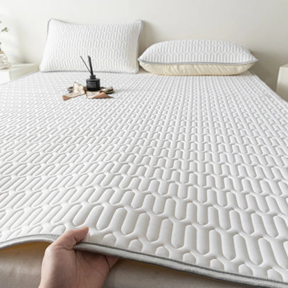 Soft Thicken Latex Filling Summer Bed Mat and Pillowcase 2/3pcs Bedding Set Smooth Cool Feeling Bed Sheet Cooling Mattress Cover