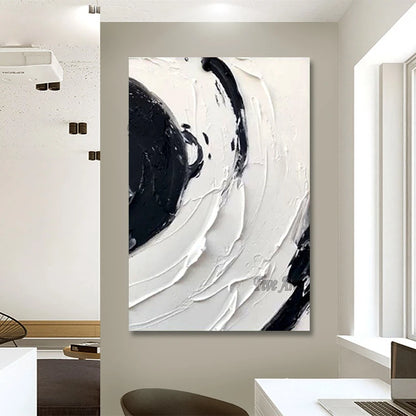 Simple Thick Texture Canvas Abstract Black And White Art Painting Large Size Wall Picture For Bedroom Custom Artwork Unframed