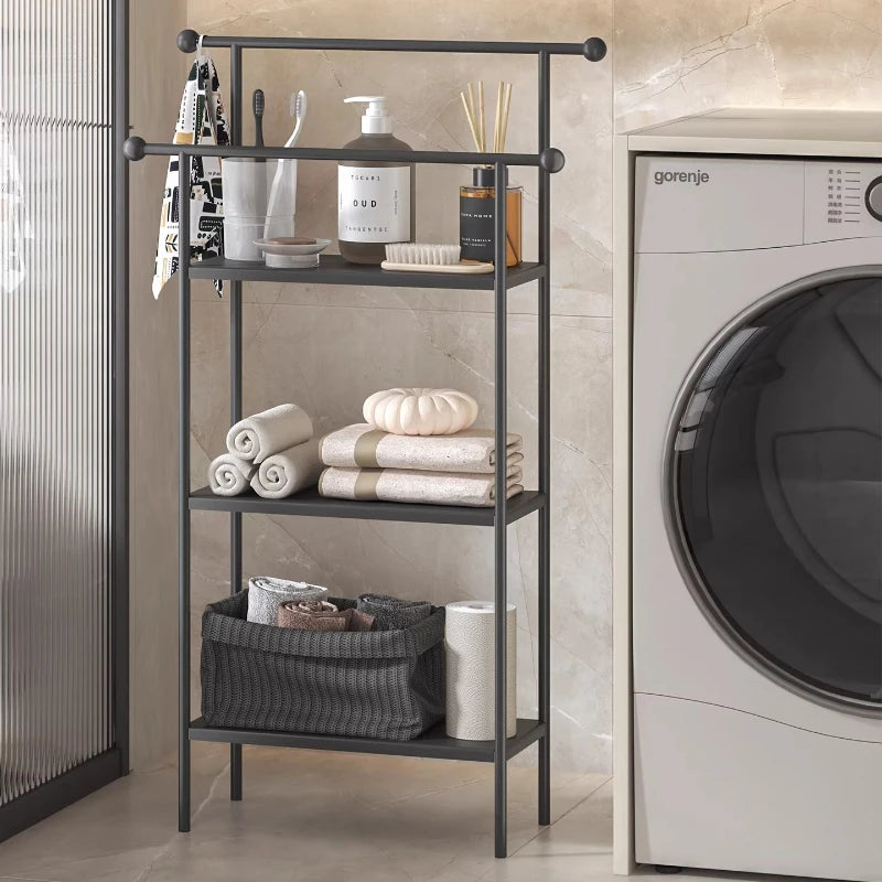 Floor-standing Bathroom Storage Rack Towel and Shower Organizer for Toilet and Bathtub Durable Bathroom Utility Shelf