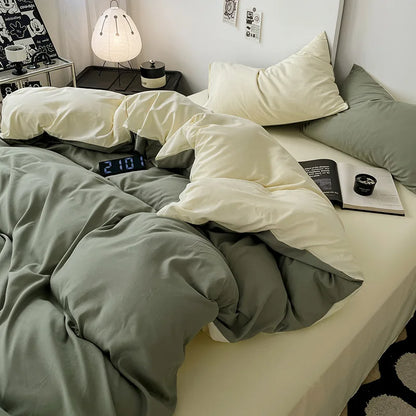 Bed Linen Sheets Duvet Cover Four-piece Set of Washed Cotton Bedding Quilt Covers Three-piece Set for Student Dormitories