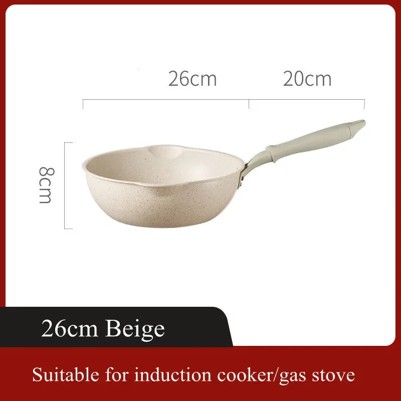 Durable Non-Stick Deep Wok Pan Frying Pan Maifan Stone Home Steak Pancake Cooking Pots Skillet Saucepan Kitchen Cookware Utensil