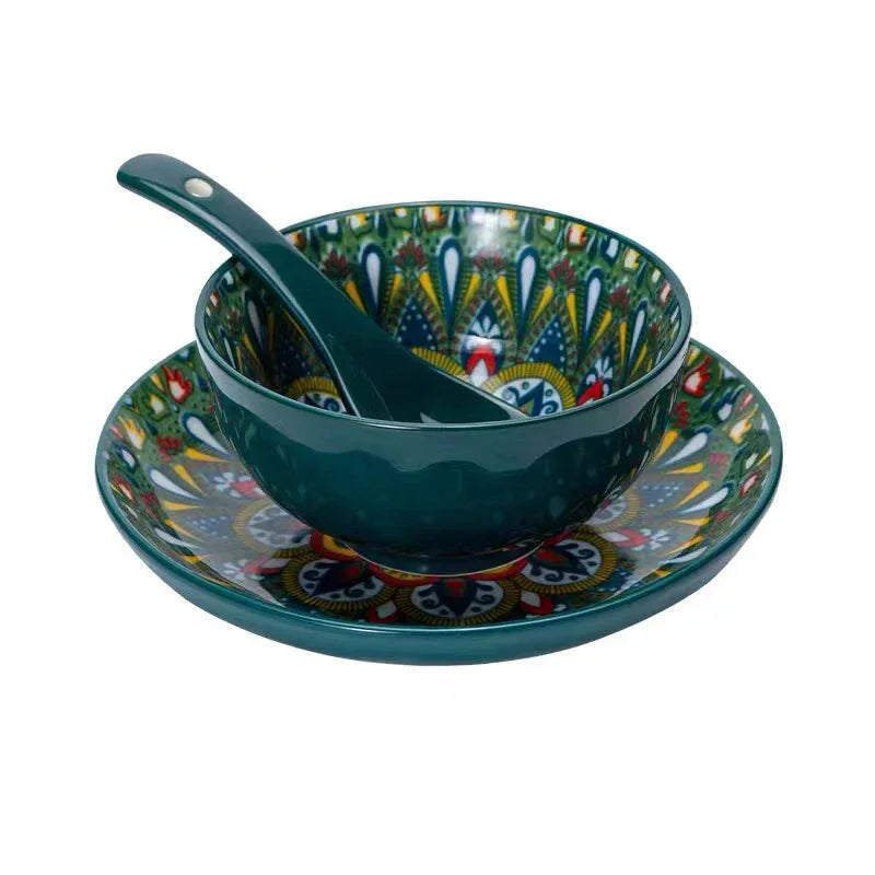 Ceramic Tableware Set Rice Bowl Serving Plate Creative Cutlery Soup Plate Noodle Handle Bowl Sauce Dish Steak Salad Fruit Plate