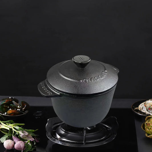 Cast Iron Rice Cooker Deepened Rice Pot Induction Compatible Thickened Rice Stewpot Dutch Oven Cooking Utensils