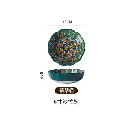 Ceramic Tableware Set Rice Bowl Serving Plate Creative Cutlery Soup Plate Noodle Handle Bowl Sauce Dish Steak Salad Fruit Plate