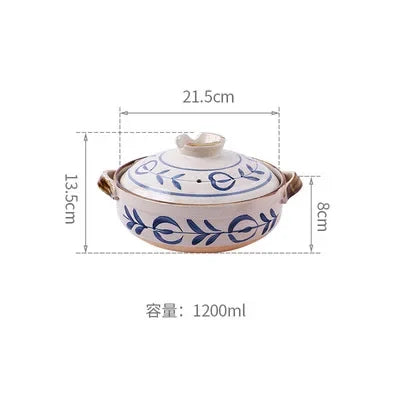 1 Pcs Ceramic Casserole Japanese Style Black Small Pot Clay Saucepan Home Kitchen Cookware Cooking Supplies Kitchen Pot Soup Pan