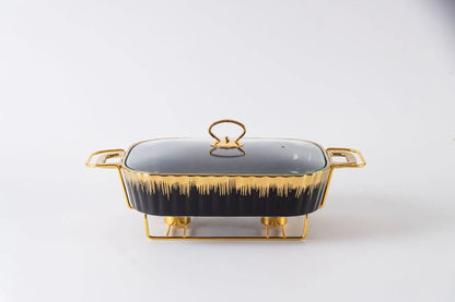 11inch   Rectangular ceramic pot baking tray tableware heated by light fire Hotel dry soup pot casserole creative pot rack