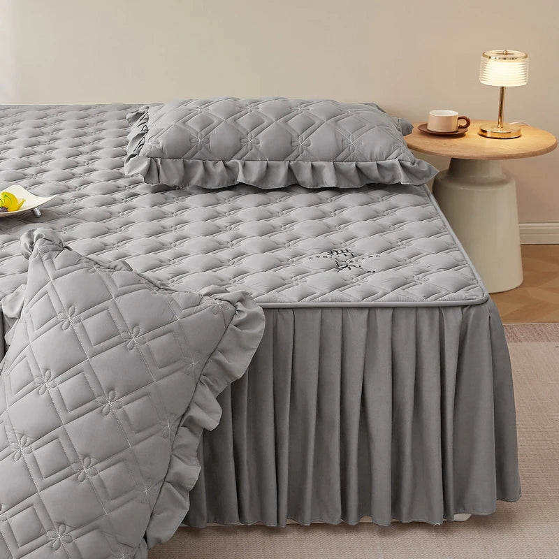 MissDeer 1pc Bed Skirt Thick Bedspread Solid Color Bed Cover Skin-friendly Bed Linen Home Bedsheet falda de cama (No Pillowcase)