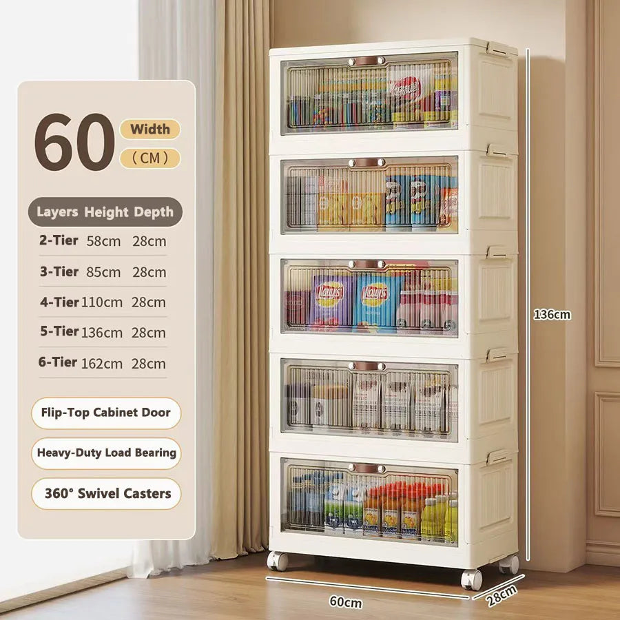 Transparent Foldable Storage Cabinet Large Capacity Refrigerator Storage Box Multi-Specification Multifunction Kitchen Organizer