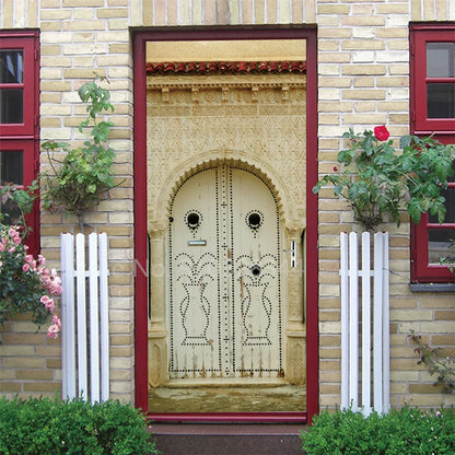 Arabic Style Door Sticker Self Adhesive Wallpaper Living Room Bedroom Decor Muslin Style Decal Door Cover Home Design Decoration