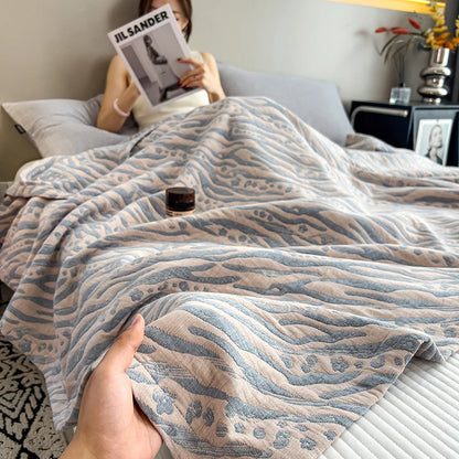 Luxury 100% Cotton Throw Blanket for Single Queen King Bed All Season Pure Cotton Blankets Cozy Soft Breathable Thermal Blankets