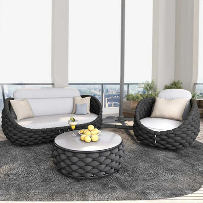 Outdoor Patio Sofa Set Wicker Garden Loveseat Cushioned Rattan Furniture Backyard Porch Seating All Weather Durable
