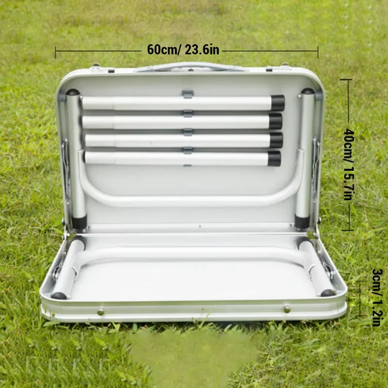 Portable Folding Camping Table, Lightweight Aluminum Outdoor Picnic Desk with Carry Bag for Beach Backyard Travel, Quick Setup