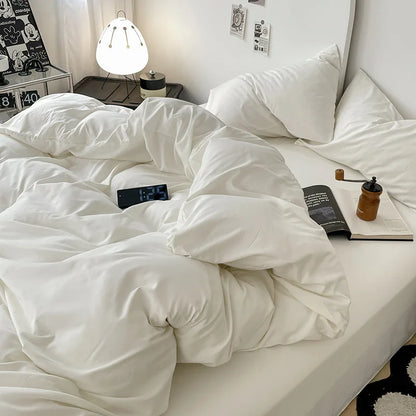 Bed Linen Sheets Duvet Cover Four-piece Set of Washed Cotton Bedding Quilt Covers Three-piece Set for Student Dormitories