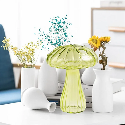 67NEW Hydroponic Plant Vases, Nordic Style Mushroom Glass Bud Vases Mushroom Flower Vases for Home Office Living Room Deco