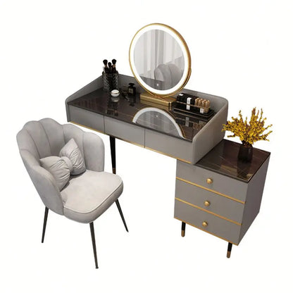 Modern Simple Bedroom Dressing Table Ins Style Storage Dressing Table Integrated Light Luxury Dressing Table Makeup Cabinet