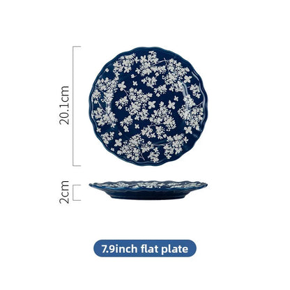 High-end Ceramic Dinnerware Set Chinese Style Rice Bowls Plates Dishes Glaze Color Soup Bowls