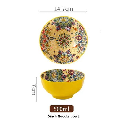 Ceramic Tableware Set Rice Bowl Serving Plate Creative Cutlery Soup Plate Noodle Handle Bowl Sauce Dish Steak Salad Fruit Plate