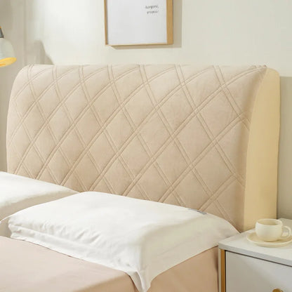 Solid Color Quilted Bed Headboard Cover All-inclusive Thicken Velvet Head Cover for Curvy Anti-dirt Bed Backrest Cover