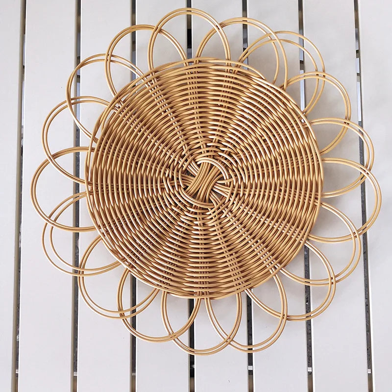 Bohemian Imitation Vine Wall Hanging Pendant Hand Woven Flower Shape Ornaments Crafts Room Living Room Background Wall Decor