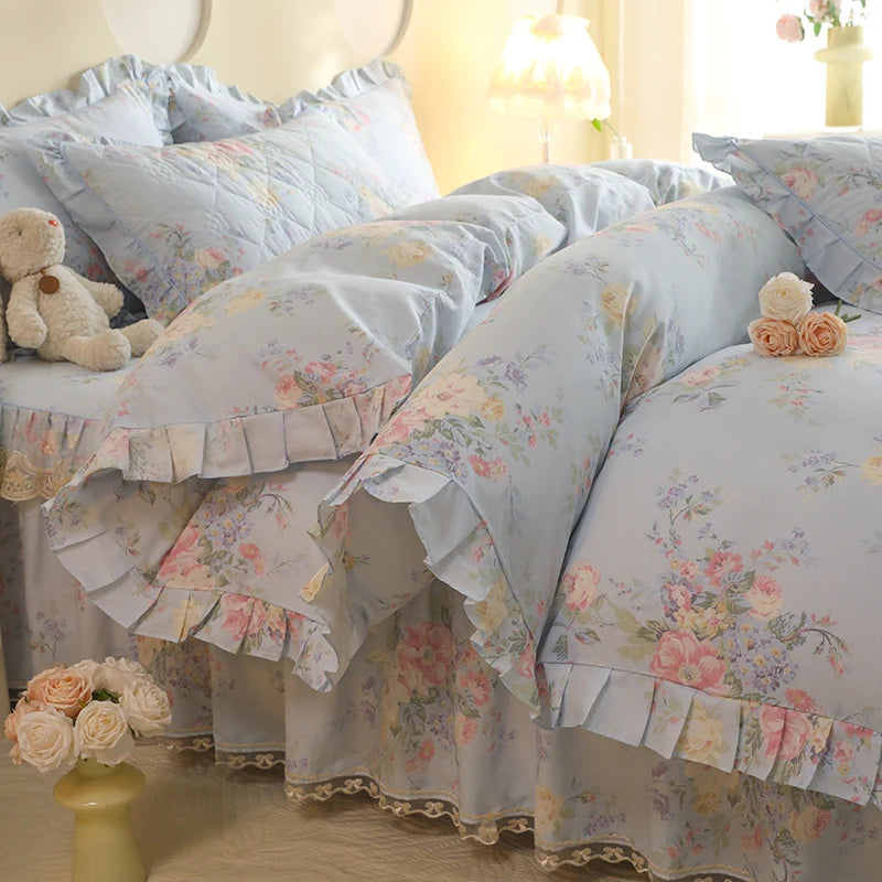 1pc Pure Cotton Duvet Cover Ruffles Quilt Cover Queen Size Comforter Cover Skin-friendly Bedding funda nordica (No Pillowcase)