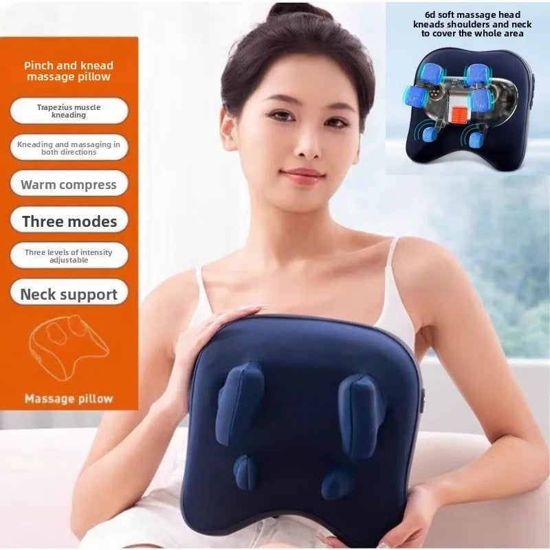 SPA Portable Pillow Massager Lazy Person Leading Shoulder Professional Super Strong Neck Massage Wireless Warm Pillow Type Massa