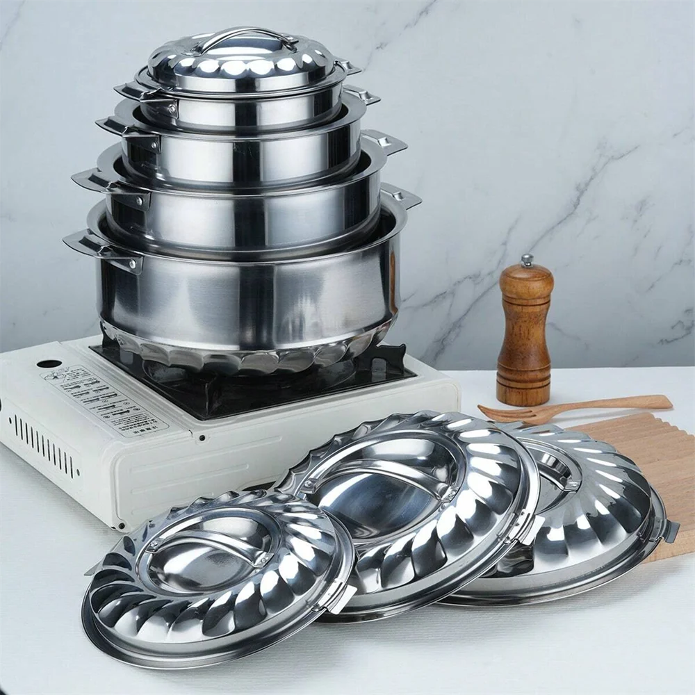 Lily double-layer insulated pot, made of stainless steel, four-piece set, different sizes, for home kitchen and dining table