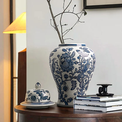 Chinese Blue-and-white Porcelain Vases Luxury Ceramic Ornaments Table Living Room Insert Flower Dryer Living Room Accessories
