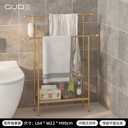 Floor-standing Bathroom Storage Rack Towel and Shower Organizer for Toilet and Bathtub Durable Bathroom Utility Shelf