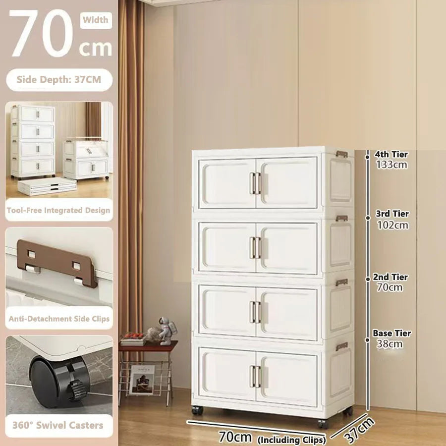 Storage Cabinet No Installation Required Organization Cabinet for Babies and Children Clothes Organizer Box Snack Plastic Foldable