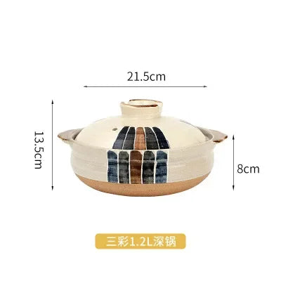 1 Pcs Ceramic Casserole Japanese Style Black Small Pot Clay Saucepan Home Kitchen Cookware Cooking Supplies Kitchen Pot Soup Pan
