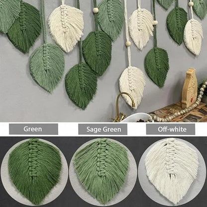 Bohemian Style Woven Leaf Wall Hanging, Bohemian Country Style Perfect for Decorating Bedrooms, Kitchens, Dining Rooms and Bathrooms, a Great Gift for Mom, Decorative Natural Hanging Ornament.