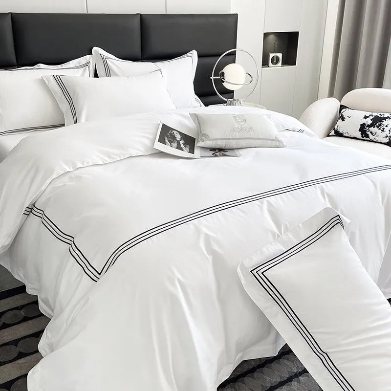 Nordic Style Pure Cotton Duvet Cover Hotel-Grade 100% Cotton Queen King Size Quilt Cover Sheet Pillowcases High-End Bedding Set