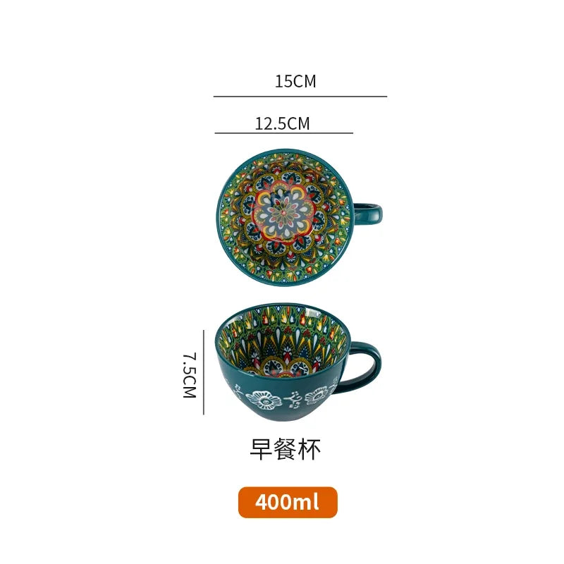 Ceramic Tableware Set Rice Bowl Serving Plate Creative Cutlery Soup Plate Noodle Handle Bowl Sauce Dish Steak Salad Fruit Plate
