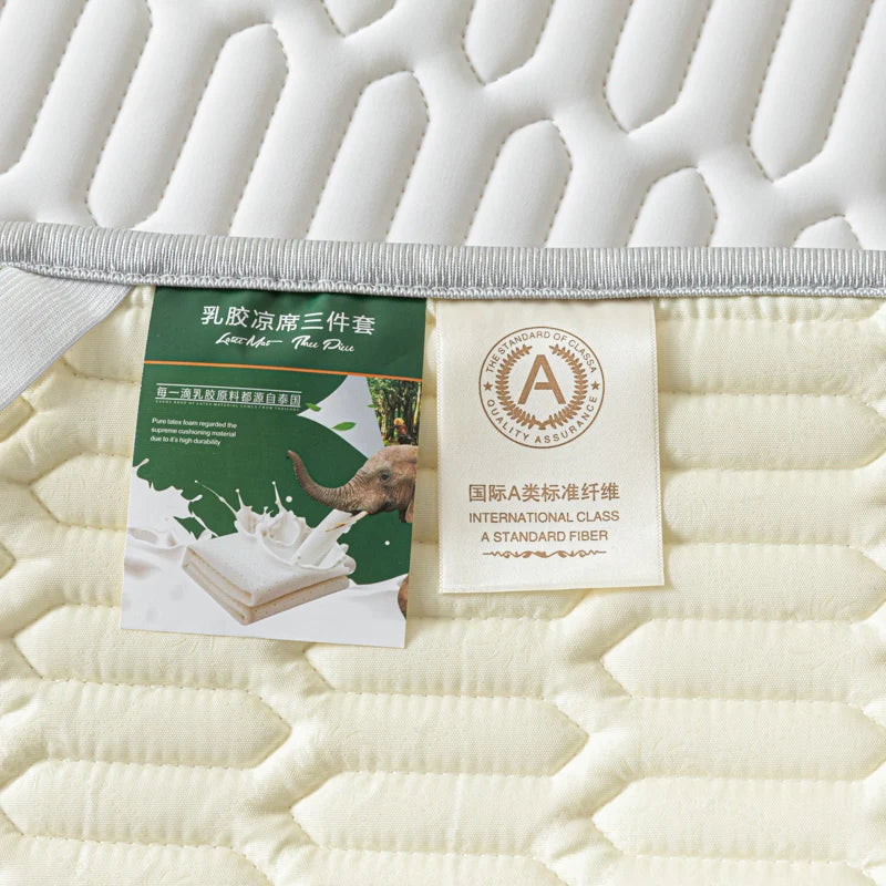 Soft Thicken Latex Filling Summer Bed Mat and Pillowcase 2/3pcs Bedding Set Smooth Cool Feeling Bed Sheet Cooling Mattress Cover