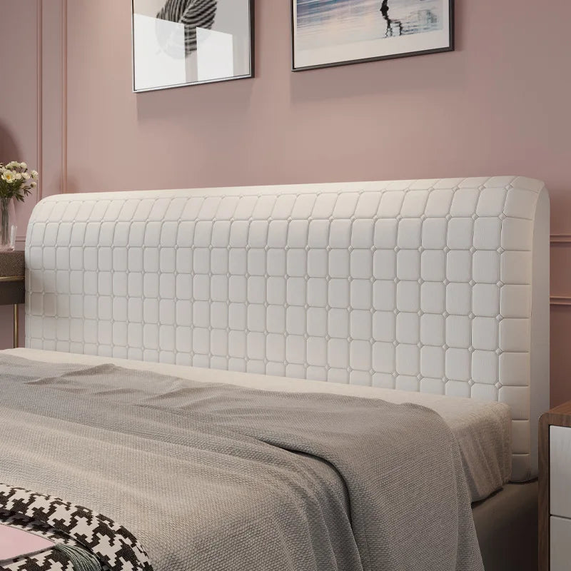 Solid Color Quilted Bed Headboard Cover All-inclusive Thicken Velvet Head Cover for Curvy Anti-dirt Bed Backrest Cover