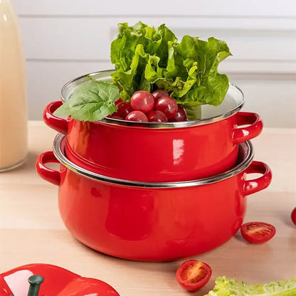Enameled Saucepan Household Kitchen Cookware Cooking Noodle Stew Soup Boiling Water Pot