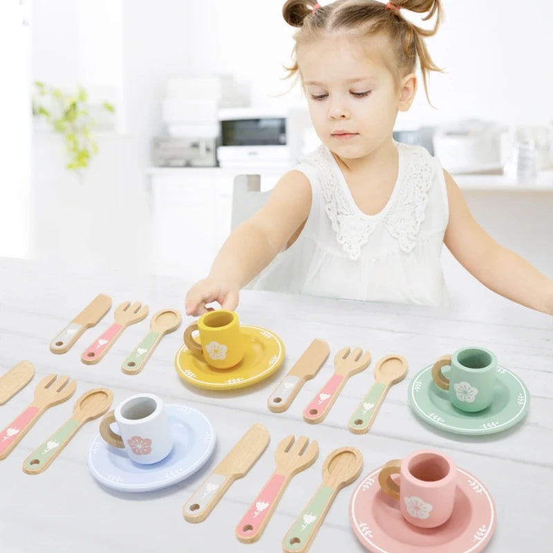 Baby wooden toy Kitchen toy wooden tableware set toy baby role play Educational Cosplay preschool toy gifts for kids
