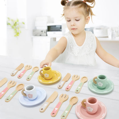 Baby wooden toy Kitchen toy wooden tableware set toy baby role play Educational Cosplay preschool toy gifts for kids