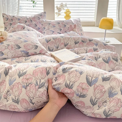 Bonenjoy Floral Style Duvet Cover Sets Single/Queen/King Soft Washed Cotton Bed Cover Sets dekbedovertrek 240x220 Bedding Sets