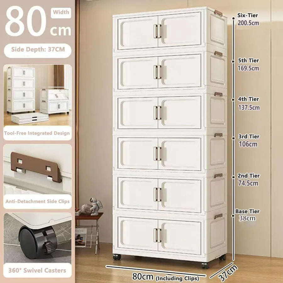Storage Cabinet No Installation Required Organization Cabinet for Babies and Children Clothes Organizer Box Snack Plastic Foldable