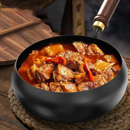 Uncoated Big Belly Pot Handmade Forging NON-STICK PAN Household Small Flat Bottom Frying Pan Kitchen Gas Stove Universal Pan