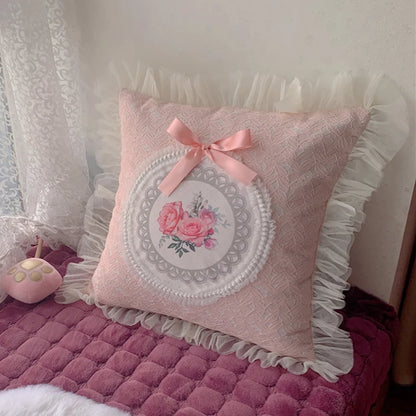Decorative Cushions for Living Room Retro Printed Pillow Cover Home Flower Lace Single French Classical Pastoral Pillow Case