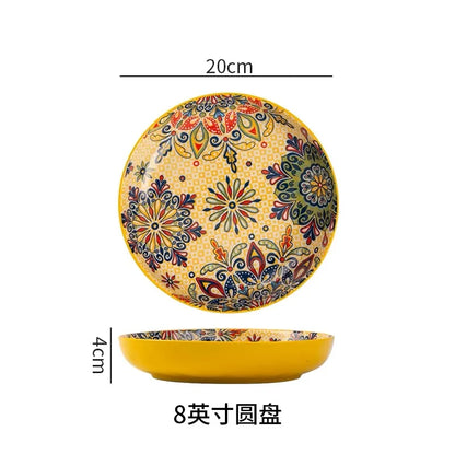 Ceramic Tableware Set Rice Bowl Serving Plate Creative Cutlery Soup Plate Noodle Handle Bowl Sauce Dish Steak Salad Fruit Plate